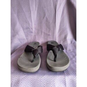 Clarks Women's 10 Arla Glison Cloudsteppers Gray & Black Soft Cushion Sandal